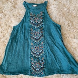Fun, high-neck embroiders tank!